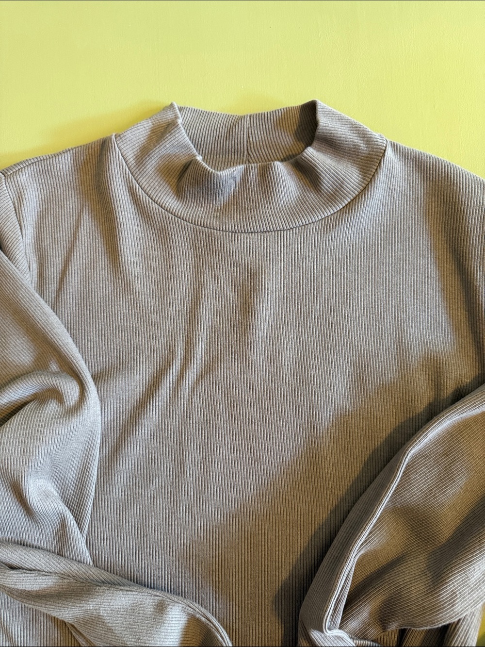 GAP Women's Long Sleeve Ribbed Mock Neck Top - Brown - Picture 3 of 5